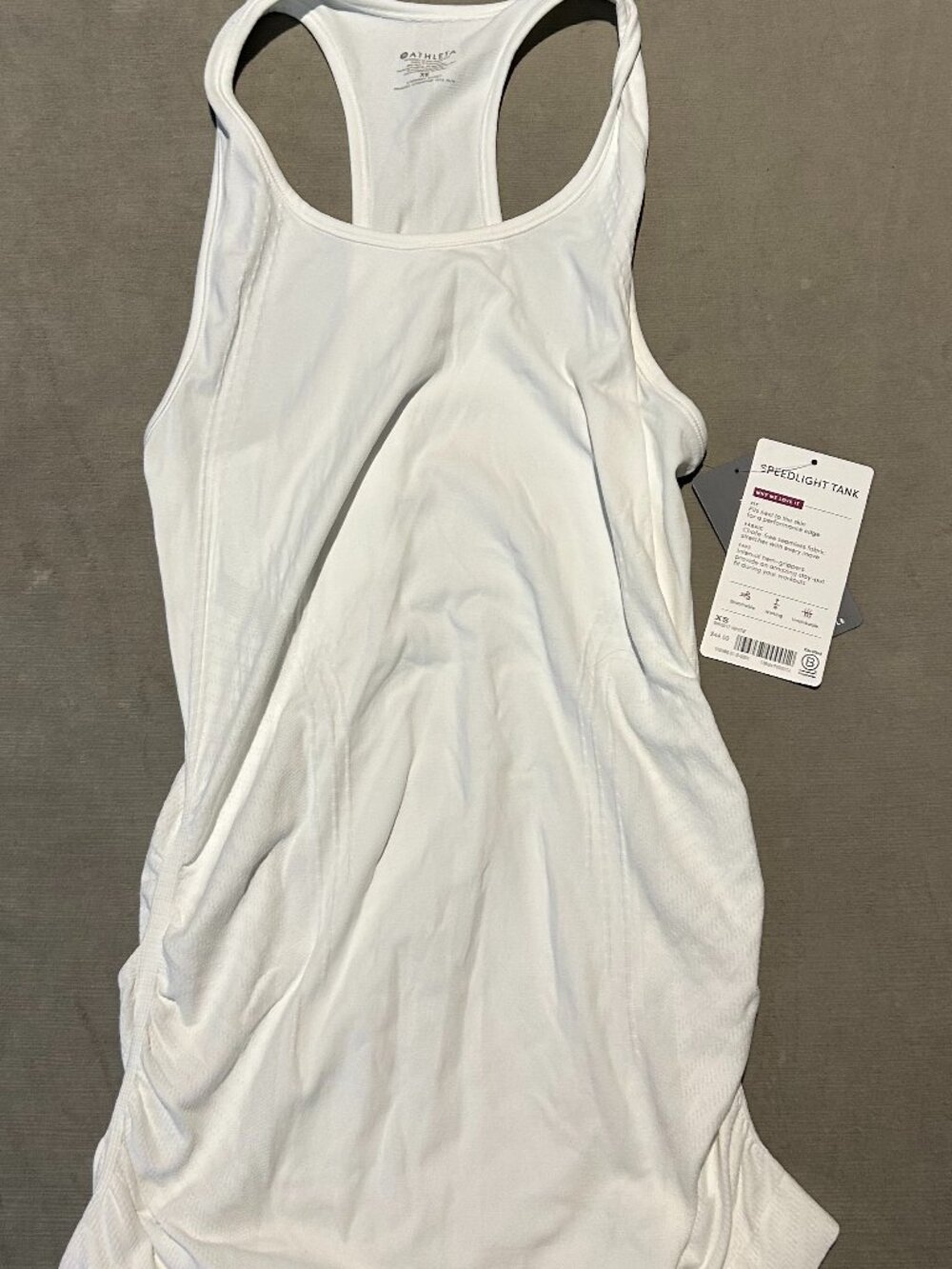 ATHLETA White NWT Speedlight Seamless Ruched Racerback Tank Top XS